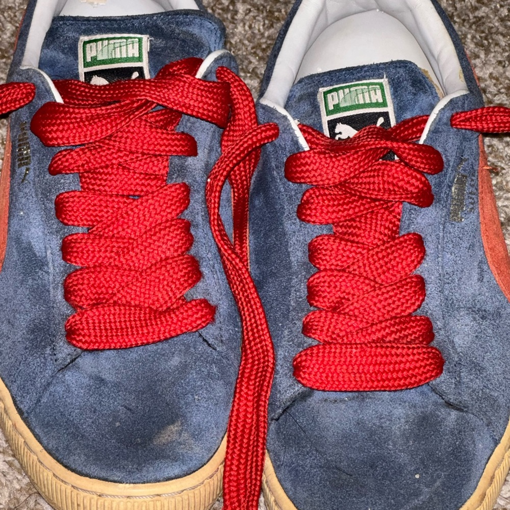 Suede Puma Men's Sneakers with Blue and Red Accents